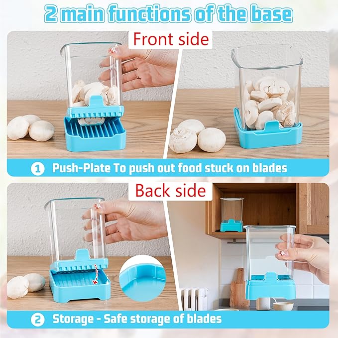 3-in-1 Strawberry Banana & Egg Slicer Cup | Detachable Fruit Cutter with Push Plate for Effortlessly Safe Slicing | Quick Meal Prep & Snacks Kitchen Gadget (Blue)
