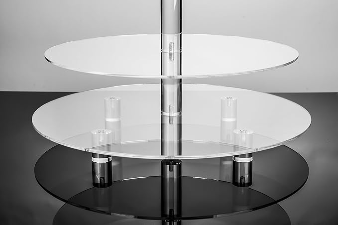 Jusalpha 4 Tier Round Wedding Acrylic Cupcake Stand Tree Tower Cup Cake Display (4 Tier (Tall version))
