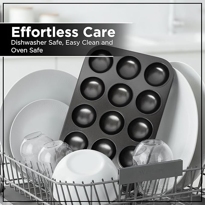 Wrenbury Mince Pie Baking Pan 12 Cup - Jam Tart Pan - Commercial Grade Premium Non Stick Carbon Steel - Food Safe Easy Clean Shallow Patty Tins for Baking Tart Tray