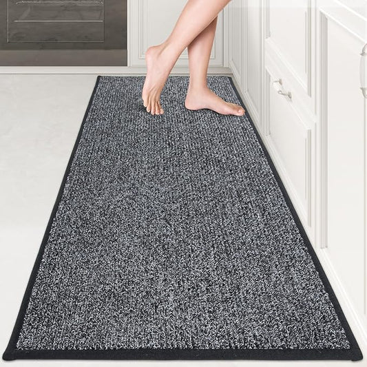 PURRUGS Machine Washable Kitchen Runner Rug 2ft x 6ft, Non-Slip/Skid Hallway Runner Rug, Super Absorbent Soft Area Rug for Hallway, Kitchen & Laundry, Rolled Packaging, Charcoal