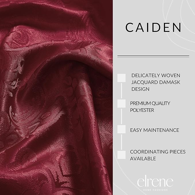 Elrene Home Fashions Caiden Elegance Damask Waterproof, Stain & Wrinkle Resistant Fabric Napkins (Set of 4), 17" x 17", Cranberry