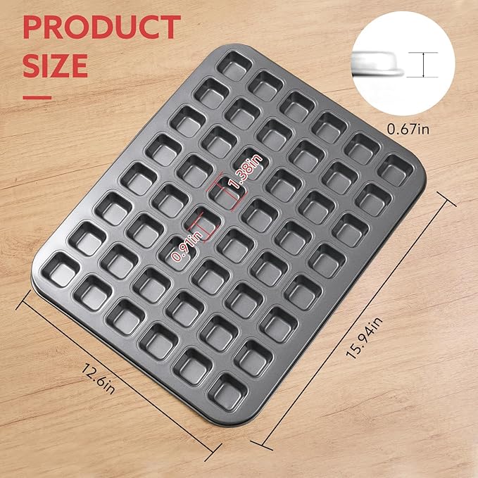 Biubumtu 1-Piece 48 Cup Steel Mini Muffin Pan – Non-Stick Bakeware Mini Cupcake Tin(Square
