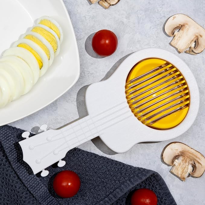 Pund'it Yolkalele Egg Cutter for Hard Boiled Eggs, Ukulele Shaped Egg Slicer