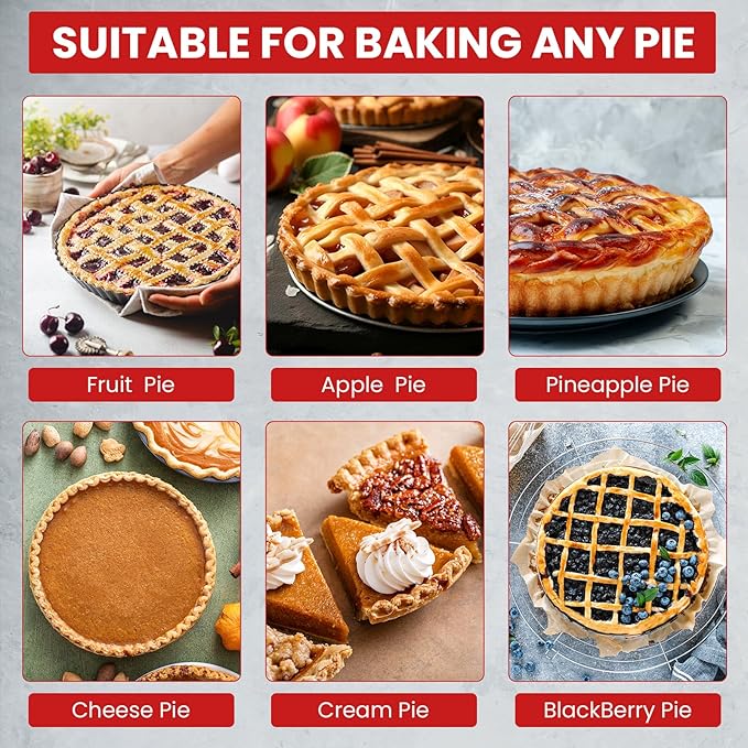Maywe Tanso Tart Pan with Removable Bottom,10 Inch Tart and Quiche Pan,Non-stick Round Carbon Steel Deep Fluted Pie Pan with Crust Shaper Ring - Quiche Baking Dish Tart Pans For Baking Party Festival
