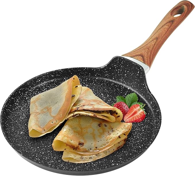 LECOOKING Nonstick Crepe Pan, 8.5 Inch Griddle Pan, Fry Pans for Cooking Eggs, Omelettes, and More - Non-Stick Marble Coating Skillet Induction Compatible