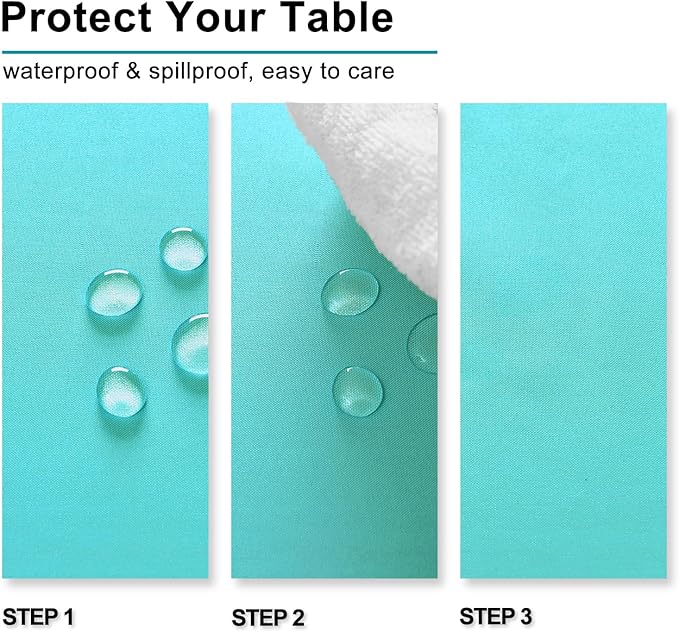 Hiasan Solid Rectangle Tablecloth Aqua - Waterproof Washable Oblong Fabric Table Cloth for Dining Room Kitchen and Outdoor Use, 70 x 90 Inch