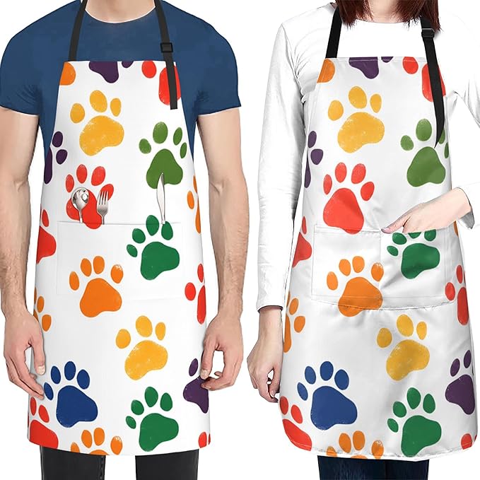Apron with Pockets Aprons for Women Men Kitchen Chef Apron for Cooking Gardening Server Waitress Painting