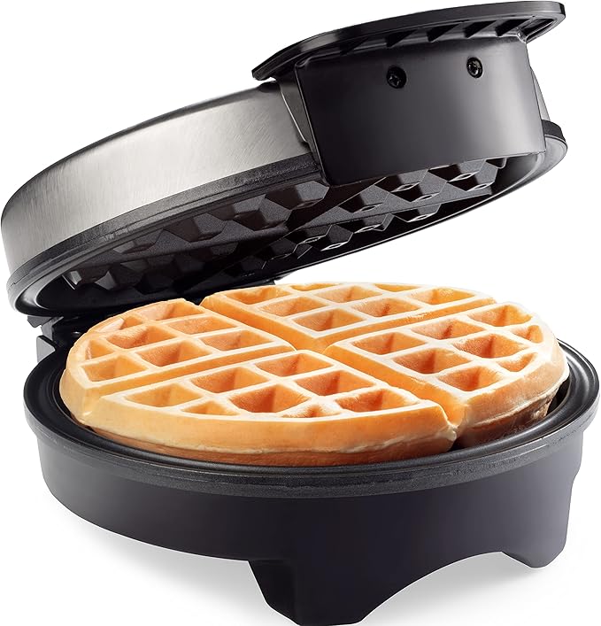 Belgian Waffle Maker- Non-Stick 7" Waffler Iron w Adjustable Browning Control, Electric Baker Makes Thick Fluffy Waffles- Easy Use Kitchen Appliance Essential for Breakfast Brunch Morning w Recipes