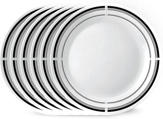 Corelle Vitrelle 10.25" Dinner Plates Set, Triple Layer Glass and Chip Resistant, Lightweight Round Plates, 6-Piece Brasserie