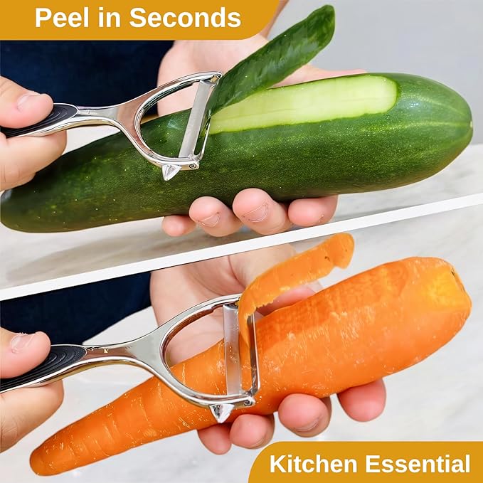 INCITATUS Vegetable Peeler – Ultra Sharp Stainless Steel Potato & Fruit Peeler, Ergonomic Non-Slip Handle, Swivel Blade for Potatoes, Carrots, Cucumbers & Apples, Kitchen Peeling Tool