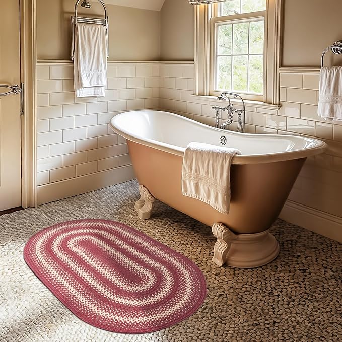 Autumn Maple Small Oval Rug 20x30 - Braided Indoor Entryway Rug for Country Primitive Decor
