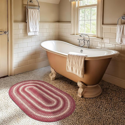 Autumn Maple Small Oval Rug 20x30 - Braided Indoor Entryway Rug for Country Primitive Decor