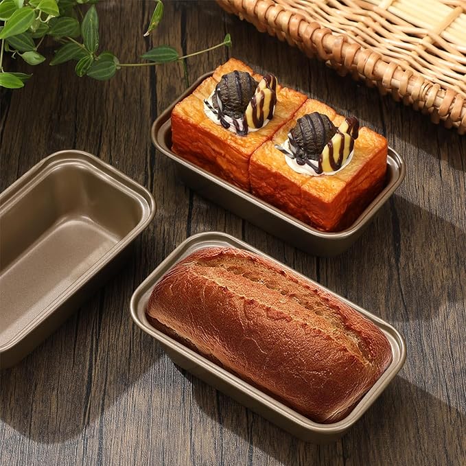 Uiifan 24 Pcs Mini Loaf Pan for Baking Bread Non Stick Small Banana Bread Tins Mini Loaf Pans for Nonstick Tiny Meatloaf Pan Carbon Steel for Oven and Baking (6 * 3.3 * 2inch,Gold)