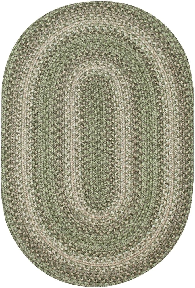 Homespice Grassland Green Oval Rug 27x45 - Jute Braided Kitchen Rugs for Rustic Country Decor, Durable and Easy to Maintain