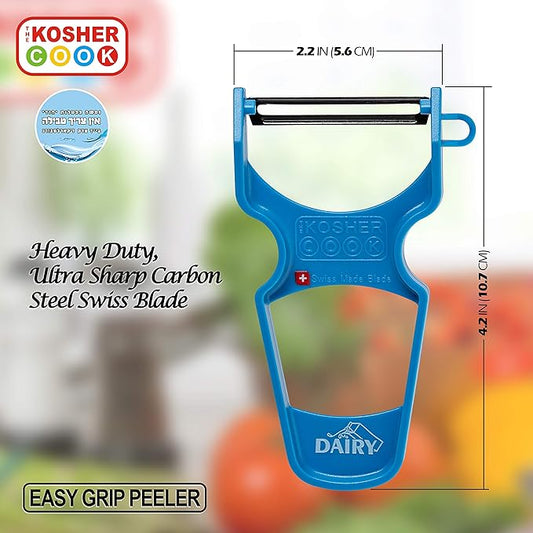 The Kosher Cook Y Vegetable Peeler - Heavy Duty, Ultra Sharp Stainless Steel Blade - Swiss Peeler - Ergonomic Plastic Handle - Color Coded Kitchen Tools - Blue