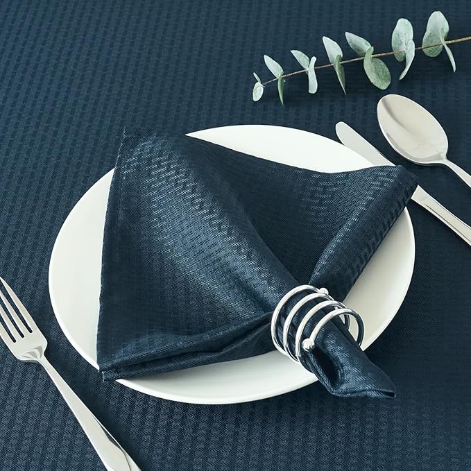 maxmill Cloth Napkins Weaved Texture Pattern Soft Comfortable and Luxury Serviette for Restaurant Family Dinners Weddings Parties and Banquets Set of 4 Pieces, 20 x 20 Inch Navy Blue