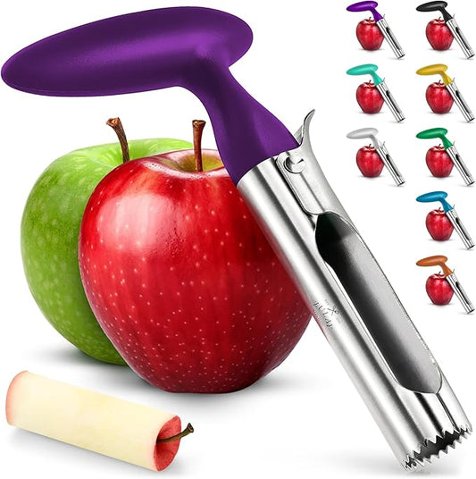 Zulay Kitchen Premium Apple Corer Tool - Ultra Sharp, Stainless Steel, Serrated Blades for Easy Coring - Easy to Use & Clean, Durable Apple Corer Remover for Baking Apples & More - Plum