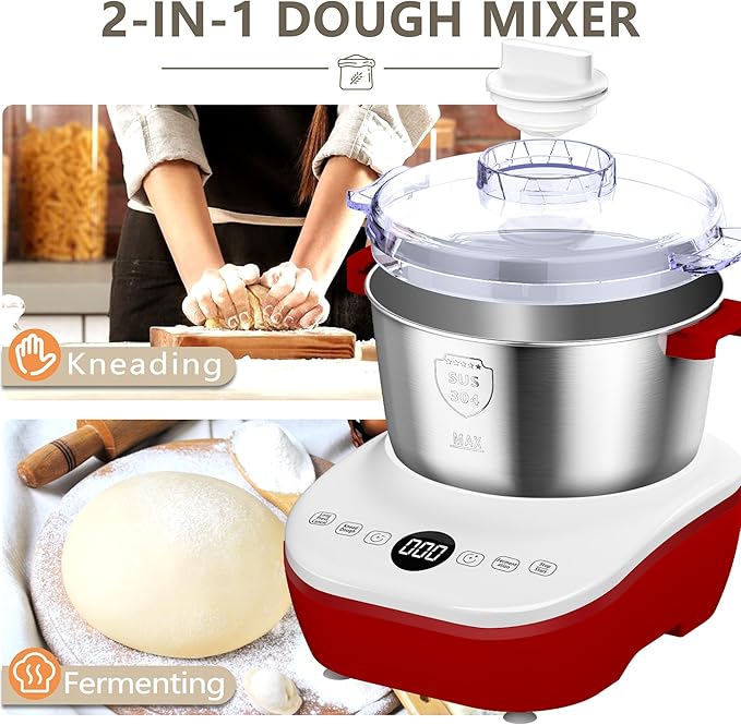 AIZIYO DoughChief, 5.3QT Dough Maker, Dough Mixer with Ferment Function, Bread Maker with 304 Stainless Steel Bowl, Removeable lid, Touch Panel Control, Dough Proofing Box for Pizza & Bread