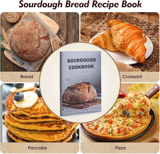 Sourdough Starter Kit, Sourdough Bread Baking Supplies, 40oz Sourdough Starter Jar, Silicone Banneton Bread Proofing Basket Set with 9" Round & 10" Oval,Artisan Bread Baking Tools,Silicone Bread Sling