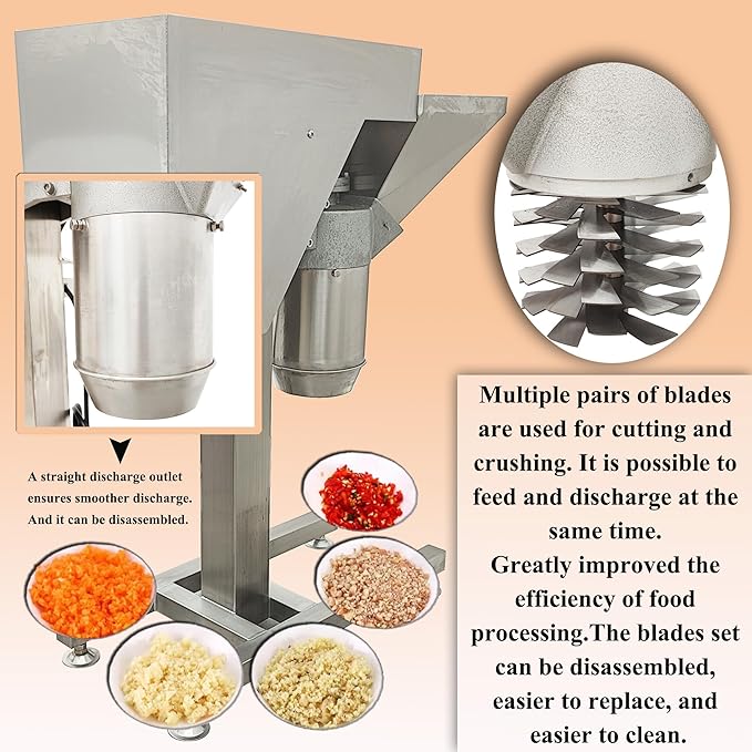 HayWHNKN Fruit and Vegetable Crushing Machine Vertical Stainless Steel Food Processor Chopper Fruit Crusher Shredder Electric Garlic Potato Mashing Equipment for Purees Dips and Sauces 220V No Plug