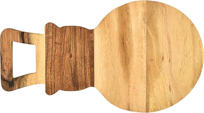 Treen Art Wooden Christmas Cutting Board for Kitchen Decor, 14"L x 8"W Snowman Shaped Acacia Wood Chopping Board with Handle, Serving Charcuterie Platter