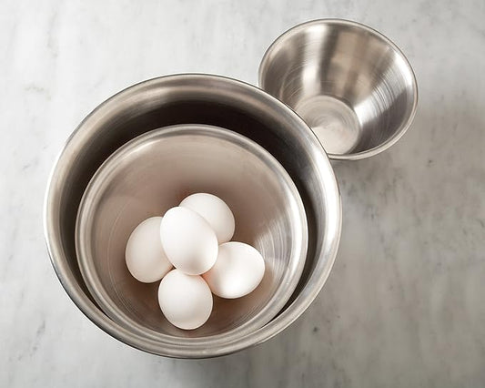 Fox Run Stainless Steel Mixing Bowl, Set of 3 Nesting Mixing Bowls, 4.25, 6.25, and 10.75 Quarts