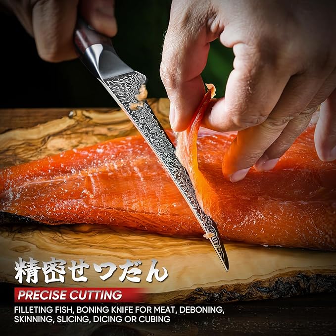 Purple Dragon Fillet Knife 7 Inch, Japanese Boning Meat Cutting Knives Razor-Sharp Meat Trimming Deboning – Professional Filet Fish Knife with Ergonomic Handle Christmas Gift for Men and Women