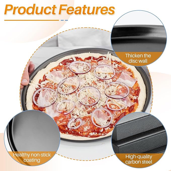 GYPNS 13 Inch Nonstick Pizza Pan Fit for Breville Smart Oven BOV800XL, BOV845BSS Countertop Oven Accessories Round Pizza Tray Replacement, with 50 Pcs Parchment Paper Sheets（Heavy Carbon Steel）