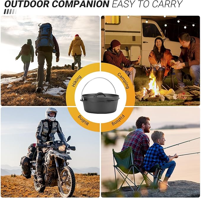 Northriver Casting Cast Iron Dutch Oven Pot with Lid, for Small Dishes, Side Dishes, Camping Cookware set, BBQ, Garlic Roaster, 1.5 Quart Pan