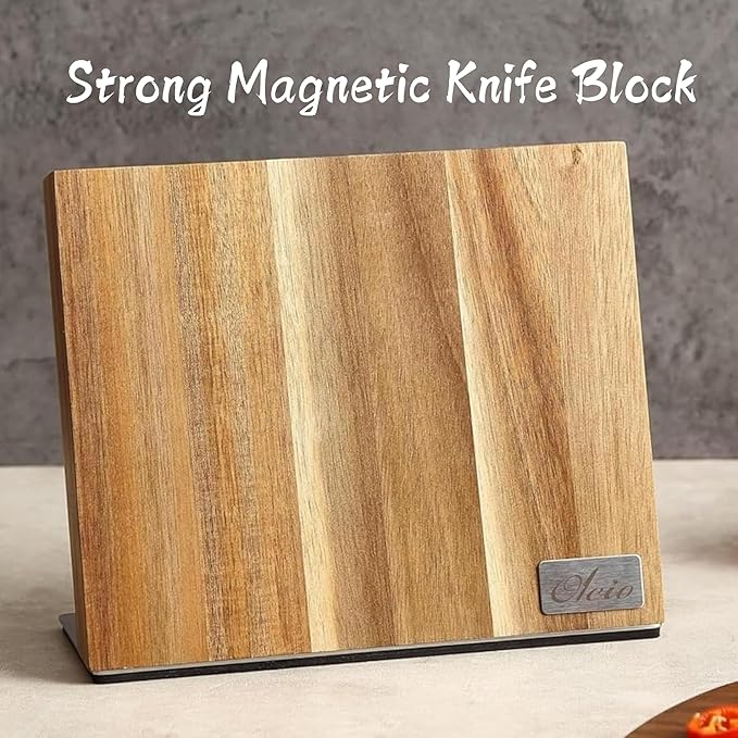 Wakoli EDIB 4-Piece Damascus Knife Block Set – Professional Kitchen Knives with Magnetic Acacia Block, 67-Layer Damascus Steel Blades and Ergonomic Pakkawood Handles – Premium Knife Set with Block