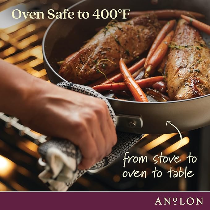 Anolon Advanced Home Hard-Anodized Nonstick Wide Stock Pot/Stockpot (10-Quart, Bronze)