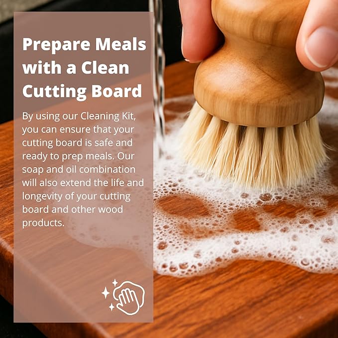 Specialist Board Cutting Board Cleaning Kit by the Block & Board Company | Food Grade Soap & Oil | Cleans & Restores Wood, Butcher Block, Countertop & Utensils | 2 Piece Set