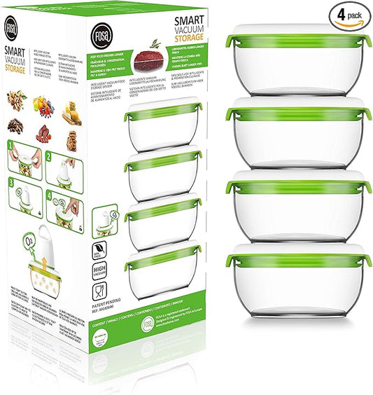 FOSA Vacuum Seal Containers, 4 Pack, 20oz, Containers for Vacuum Seal, Vacuum Container for Food Storage (Vacuum Pump Not Included)