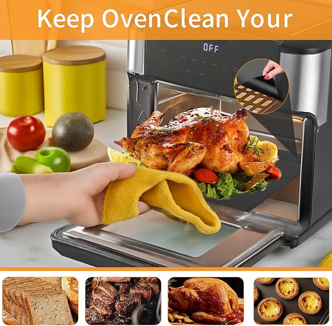 GWYSY Reusable Liners for Toaster Oven Air Fryer 8.66×9.44 Accessories Compatible with Instant 10QT Air Fryer 4PCS Non-Stick Mats for Baking