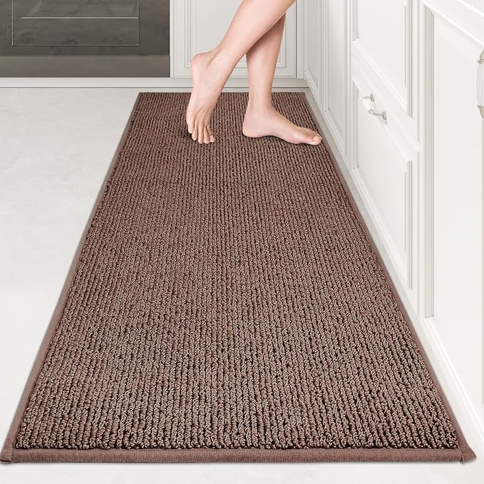PURRUGS Machine Washable Kitchen Runner Rug 2ft x 6ft, Non-Slip/Skid Hallway Runner Rug, Super Absorbent Soft Area Rug for Hallway, Kitchen & Laundry, Rolled Packaging, Brown