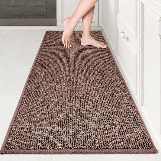 PURRUGS Machine Washable Kitchen Runner Rug 2ft x 6ft, Non-Slip/Skid Hallway Runner Rug, Super Absorbent Soft Area Rug for Hallway, Kitchen & Laundry, Rolled Packaging, Brown