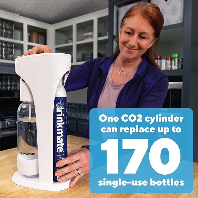 Drinkmate Threaded 60L CO2 Exchange Carbonation Cylinders with Refill Exchange Box, Compatible w/SodaStream (Screw-In), Aarke, Ninja Thirsti, 14.5 Oz, Cartridge Gas Canister Refill (Set of 3)