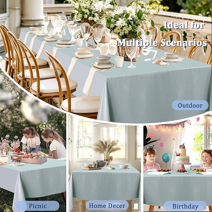 Alsoo Table Cloth Rectangle Table, 60X75 Inch Linen Textured Table Cloth Waterproof Spill-Proof TableCloths Wrinkle Free Fabric Farmhouse Table Cover for Dining Parties Buffets Holidays,Light Blue