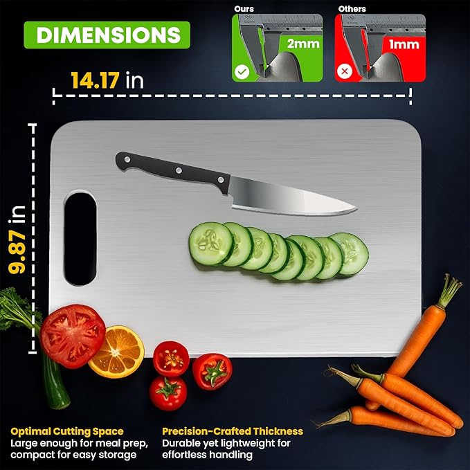 Titanium Cutting Boards for Kitchen Ultra Durable 2mm Thick Non Stick Scratch Resistant Easy to Clean Dishwasher Safe Premium Quality Yamato Titanium Cutting Board (Large)