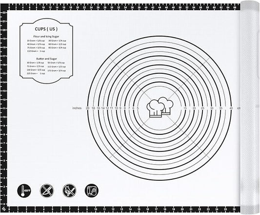Silicone Baking Pastry Mat,36" x 24" Large Non Stick Sheet Mat with Measurement, Non-slip Food Grade Dough Rolling Mat for Making Cookies,Macarons,Bread