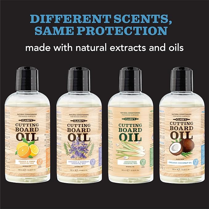 CLARK'S Cutting Board Oil - Food Grade Mineral Oil for Cutting Board - Coconut Extract