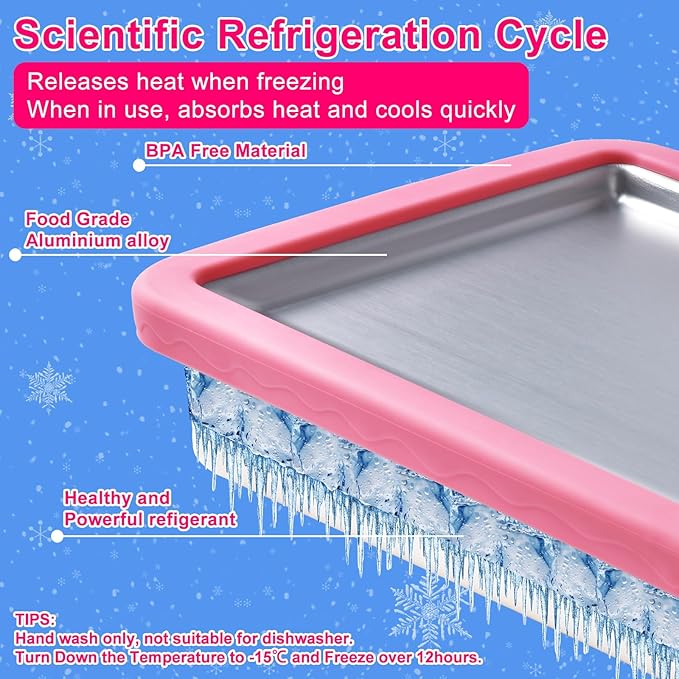 ROEDEER Rolled Ice Cream Maker, Ice Cream Roll Maker Plate with 2 Spatulas, Instant Rolled Ice Cream Machines for DIY Ice Cream, Includes Recipe Book, Fun Gifts for Kids, Color:Pink and White
