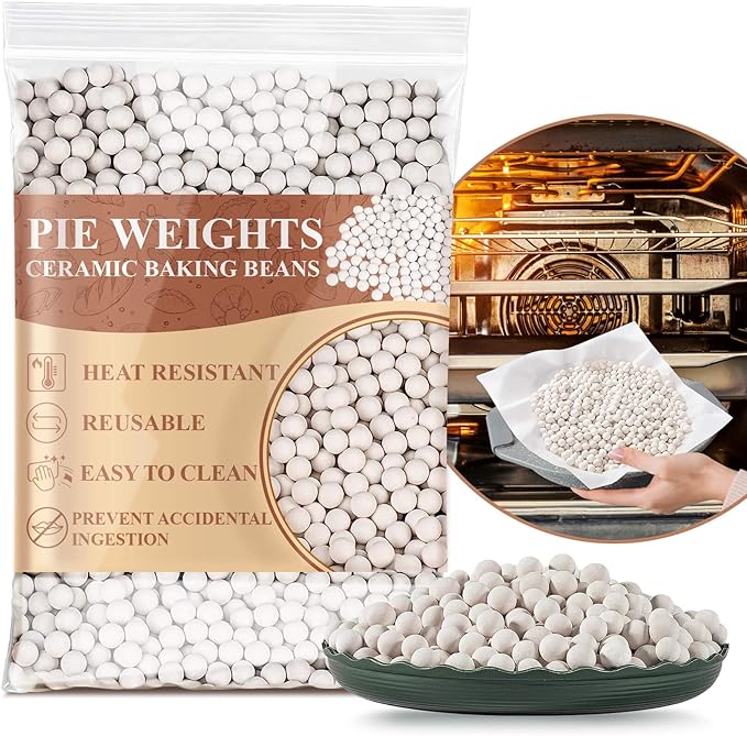 Sukh 0.94LB Pie Weights for Baking - Pie Crust Weights Ceramic Baking Beans for Reusable Natural Ceramic Stoneware Homemade Kitchen Must Have Round Household Steam Oven Stone