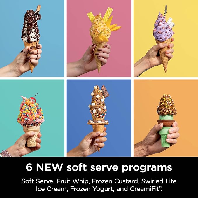 Ninja CREAMi Swirl Ice Cream and Soft Serve Maker, Sorbet, Milkshake, Frozen Yogurt, Low Calories Program & More, 13-in-1, Soft Serve Handle & (2) CREAMi Swirl 16oz Pints, For Kids & ALL ages, NC701C