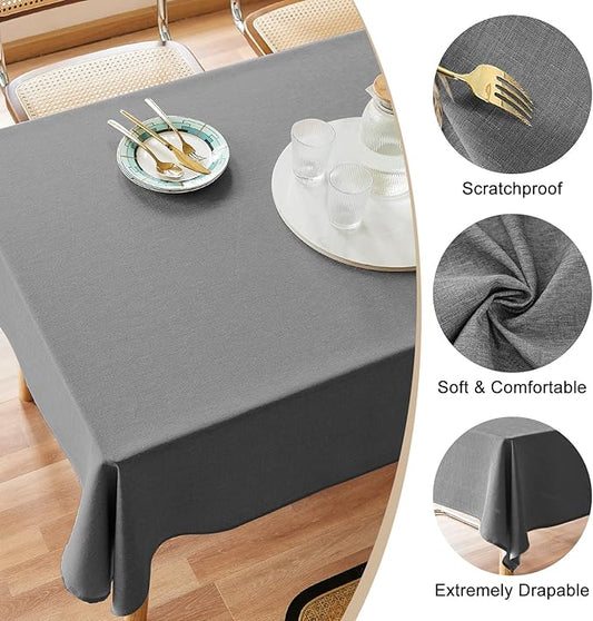 AUSSPVOCT Textured 50 Inch Round Tablecloth Up to 35'' Dia Tables Waterproof Spill-Proof Wipeable Table Cloth Wrinkle Free Circle Dining Table Cover for Birthday Farmhouse Outdoor Party Tablecloths
