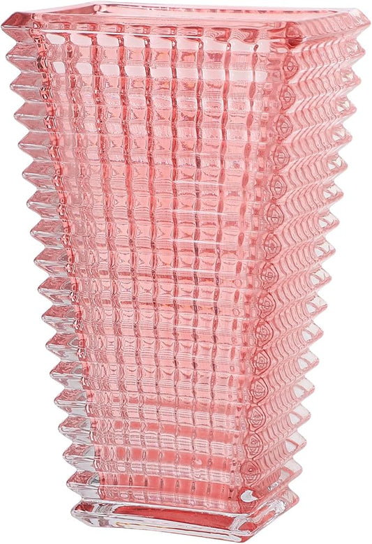 MCMCNCUIU Crystal Glass Vase, Large Crystal Vases for Flowers, Large Flower Vase, Pink Modern Vases for Living Room, Bedroom, Kitchen, Dining Table, Mantle, Wedding, 11 Inches