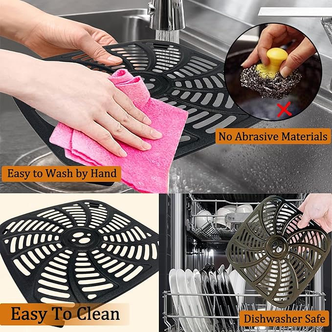 GSZN 8QT Square Air Fryer Grill Pan for Gourmia GAF856 Air Fryers, Upgraded Nonstick Air Fryer Grill Plate Insert Rack Crisper Tray Plate Grate Grid Shelf for Gourmia 8QT Air Fryers, Dishwasher Safe