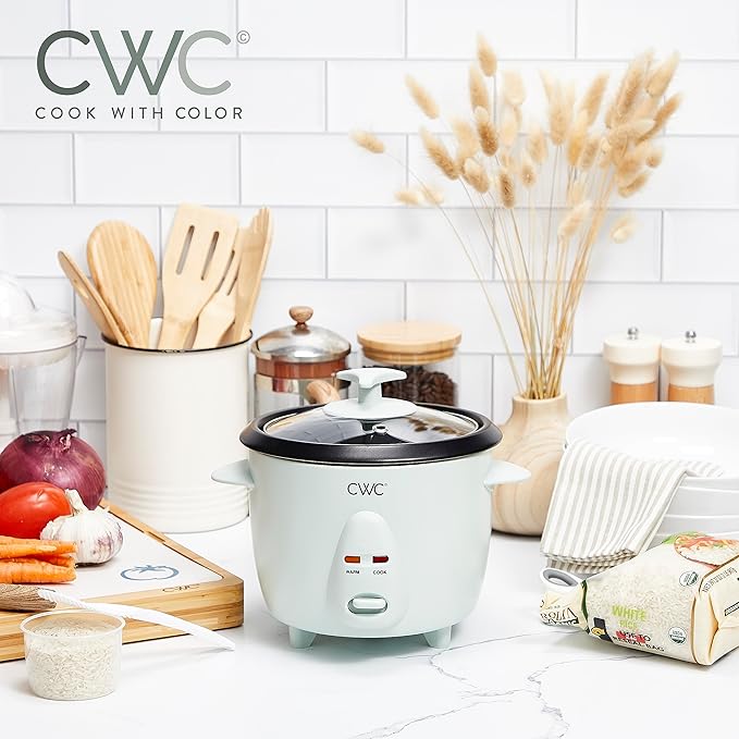 COOK WITH COLOR 6 Cup Rice Cooker 300W - Effortless Cooking and Perfectly, Cooks 3 Cups of Raw Rice for 6 Cups of Cooked Rice, Sage