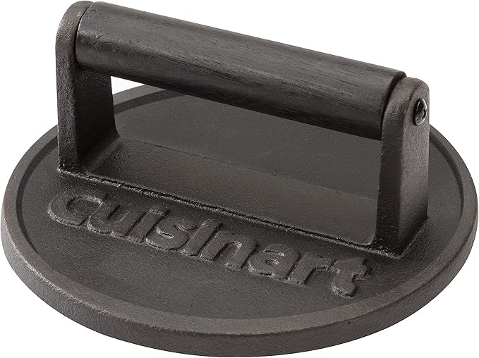Cuisinart Burger Press Bundle - Cast Iron Smashed Burger Press & Melting Dome, 9" (Stainless Steel)