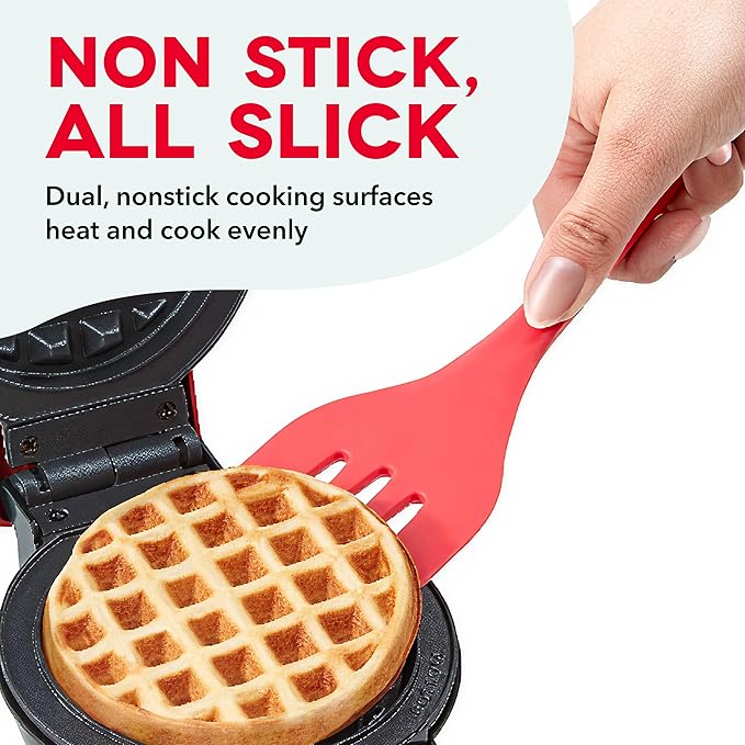 Dash MultiMaker® Mini System - Compact Waffle Maker for Family Breakfasts - Removable Griddle Plates & nonstick surface - 5 Plates - Red